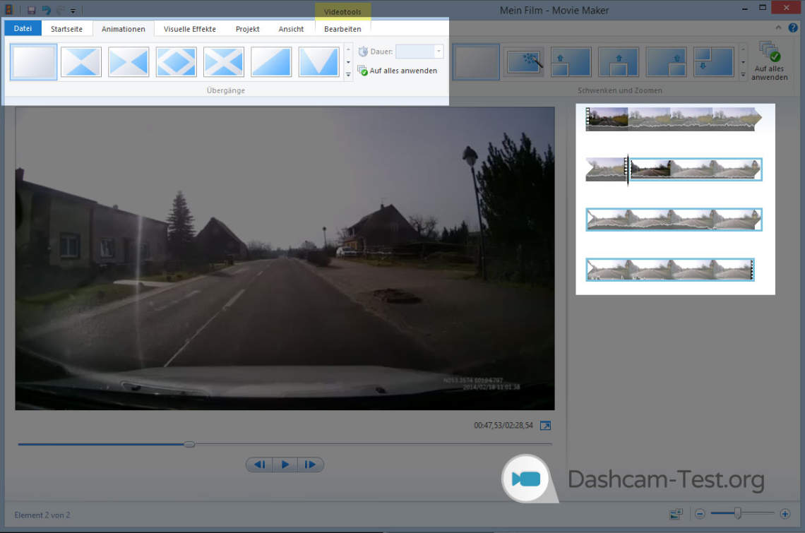 Windows Movie Maker - Wie füge ich Übergänge ein?